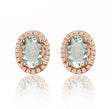 14Kt Rose - Gold Diamond 2.40 ct Green Amethyst Earrings