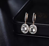 14Kt Rose - Gold Diamond 6.80 ct Green Amethyst Earrings