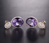 14Kt Rose - Gold Diamond 9.06 ct Amethyst Earrings