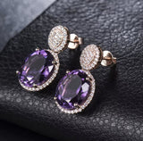 14Kt Rose - Gold Diamond 9.06 ct Amethyst Earrings