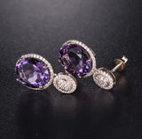 14Kt Rose - Gold Diamond 9.06 ct Amethyst Earrings
