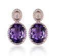 14Kt Rose - Gold Diamond 9.06 ct Amethyst Earrings