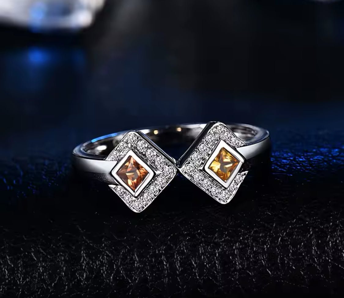 14Kt White Gold 0.24 ct Sapphire Ring with Natural Diamonds (Unisex)