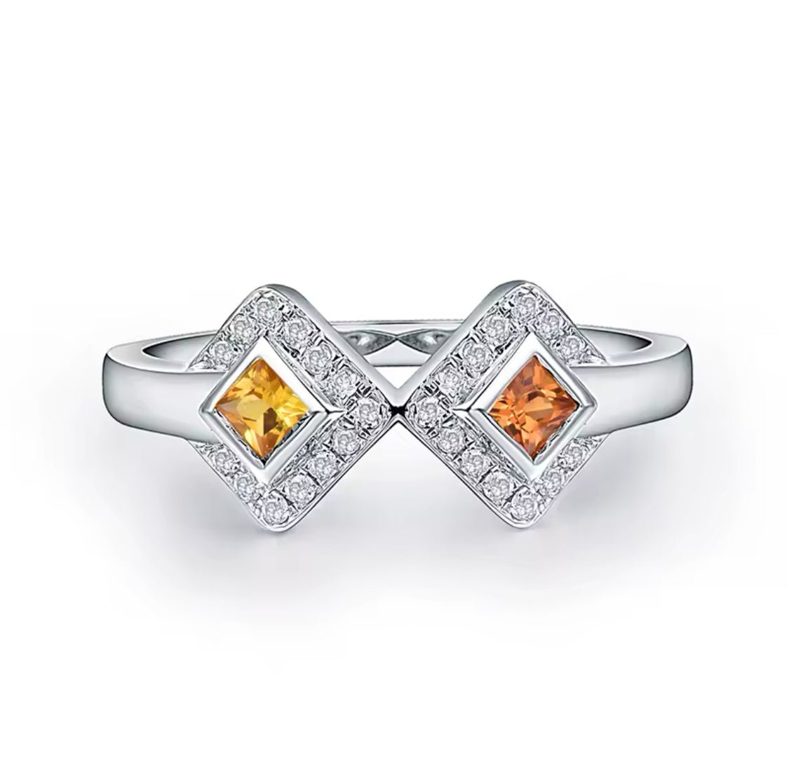 14Kt White Gold 0.24 ct Sapphire Ring with Natural Diamonds (Unisex)