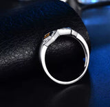 14Kt White Gold 0.24 ct Sapphire Ring with Natural Diamonds (Unisex)