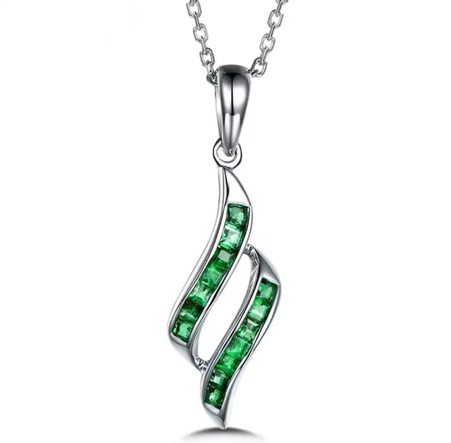14Kt White Gold 0.40 ct Emerald Pendant