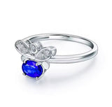 14Kt White Gold 0.56 ct Sapphire Ring with Natural Diamonds
