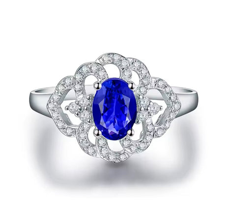 14Kt White Gold 0.60 ct Tanzanite Ring with Diamonds