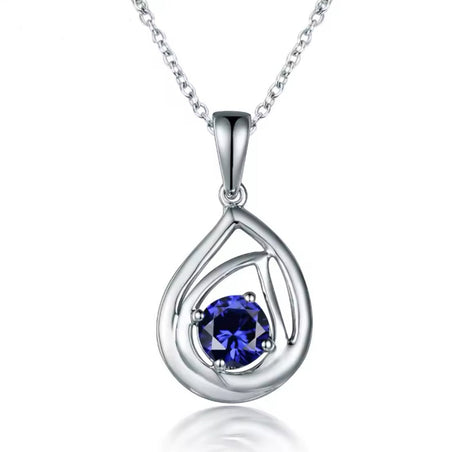 14kt White Gold 0.75 ct Blue Sapphire Pendant
