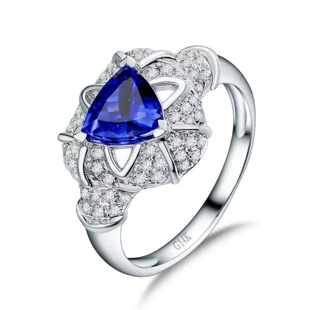 14Kt White Gold 0.86 ct Tanzanite Ring with Diamonds