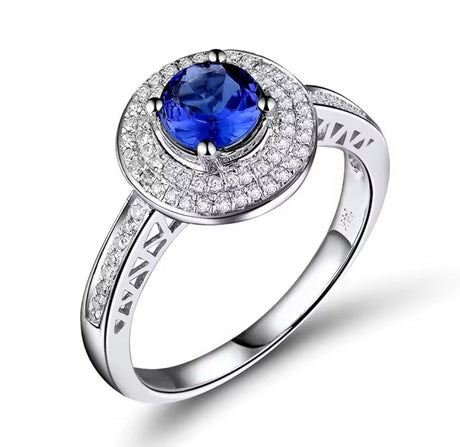 14Kt White Gold 0.98 ct Tanzanite Ring with Diamonds (Unisex)