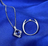 14Kt White Gold 1.00 ct Sapphire Ring / Pendant with Natural Diamonds