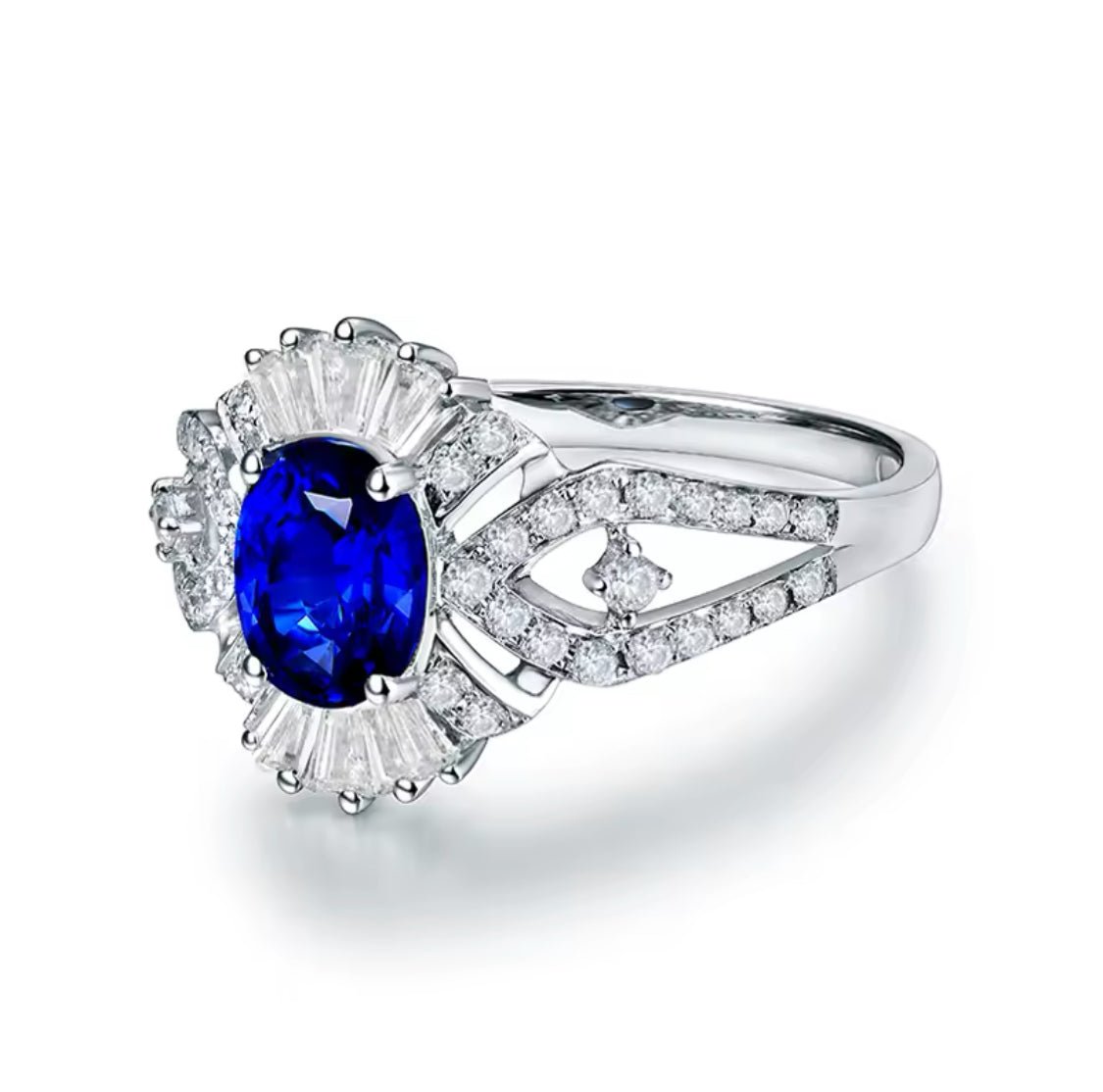 14Kt White Gold 1.01 ct Tanzanite Ring with Diamonds