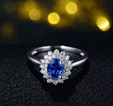 14Kt White Gold 1.03 ct Sapphire Ring with Natural Diamonds