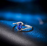 14Kt White Gold 1.03 ct Sapphire Ring with Natural Diamonds
