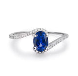 14Kt White Gold 1.03 ct Sapphire Ring with Natural Diamonds