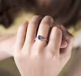 14Kt White Gold 1.03 ct Sapphire Ring with Natural Diamonds