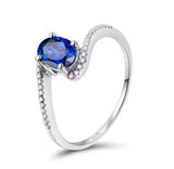 14Kt White Gold 1.03 ct Sapphire Ring with Natural Diamonds
