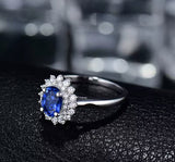 14Kt White Gold 1.03 ct Sapphire Ring with Natural Diamonds