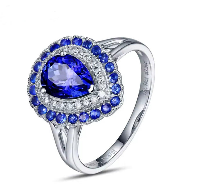 14Kt White Gold 1.03 ct Tanzanite Ring with Diamonds (Unisex)
