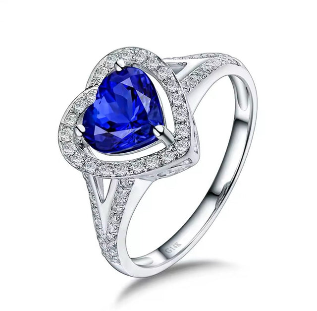 14Kt White Gold 1.37 ct Tanzanite Ring with Diamonds