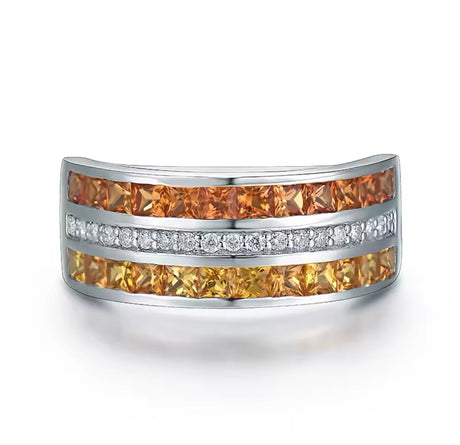 14Kt White Gold 1.66 ct Sapphire Ring with Natural Diamonds (Unisex)