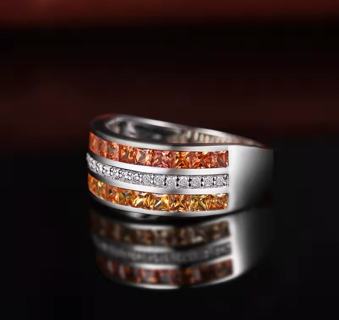 14Kt White Gold 1.66 ct Sapphire Ring with Natural Diamonds (Unisex)