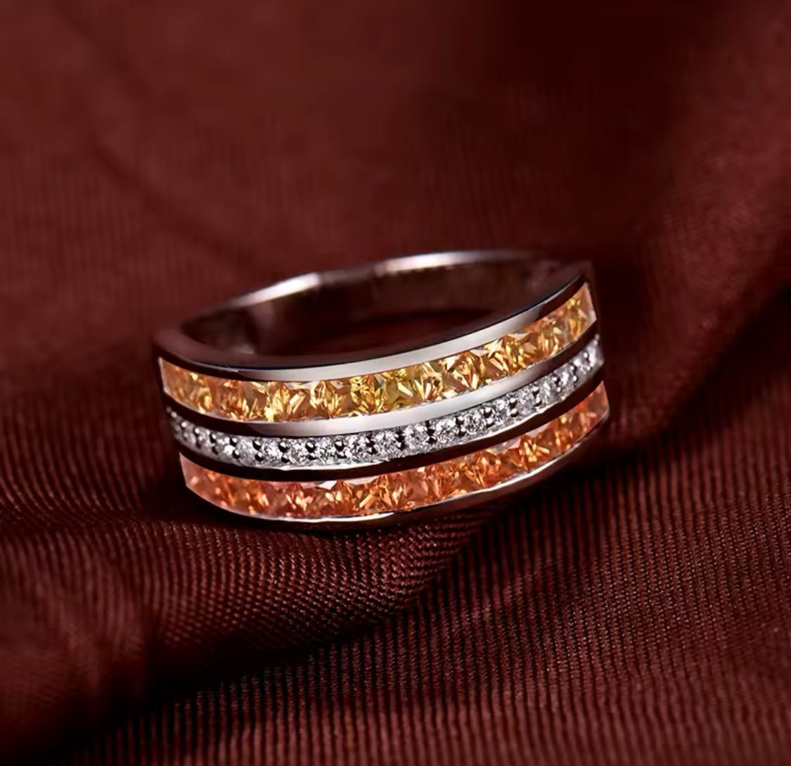 14Kt White Gold 1.66 ct Sapphire Ring with Natural Diamonds (Unisex)