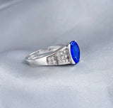 14Kt White Gold 1.80 ct Tanzanite Ring with Diamonds (Unisex)