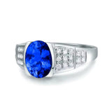 14Kt White Gold 1.80 ct Tanzanite Ring with Diamonds (Unisex)