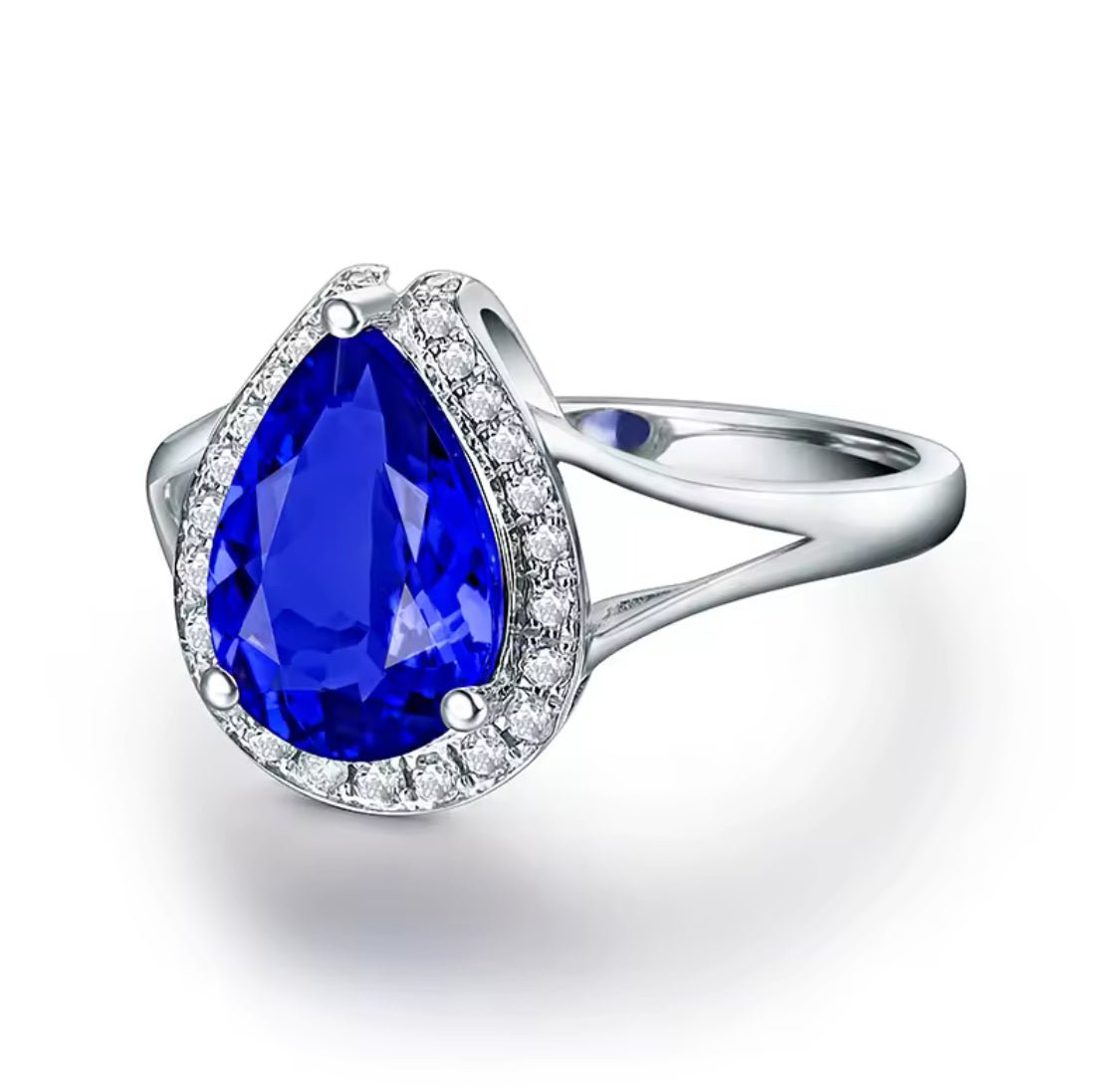 14Kt White Gold 1.89 ct Tanzanite Ring with Diamonds
