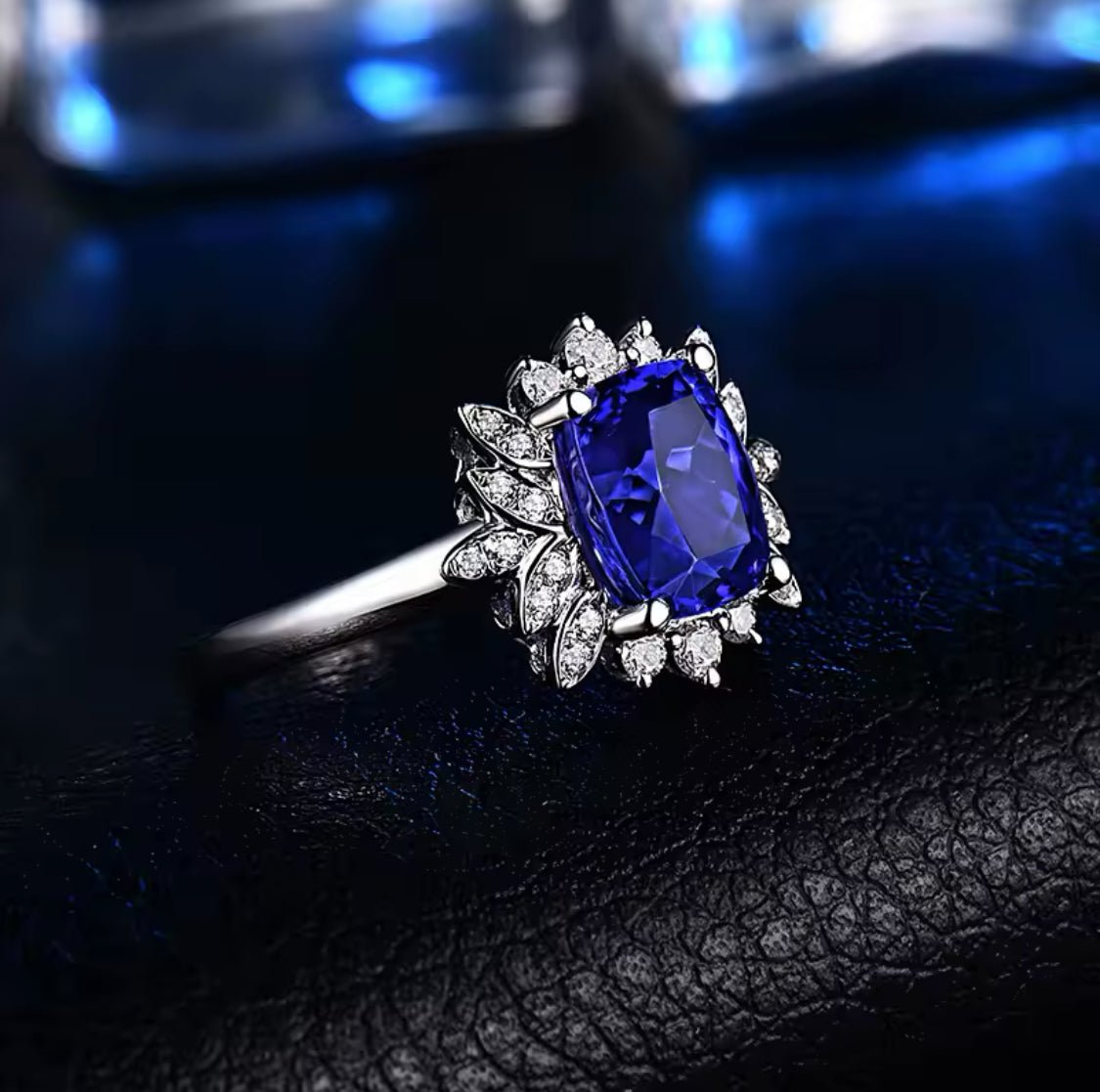 14Kt White Gold 1.92 ct Tanzanite Ring with Diamonds