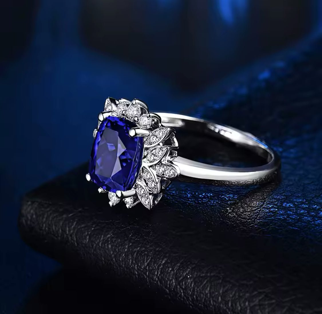 14Kt White Gold 1.92 ct Tanzanite Ring with Diamonds