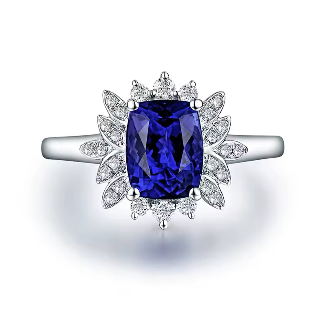 14Kt White Gold 1.92 ct Tanzanite Ring with Diamonds
