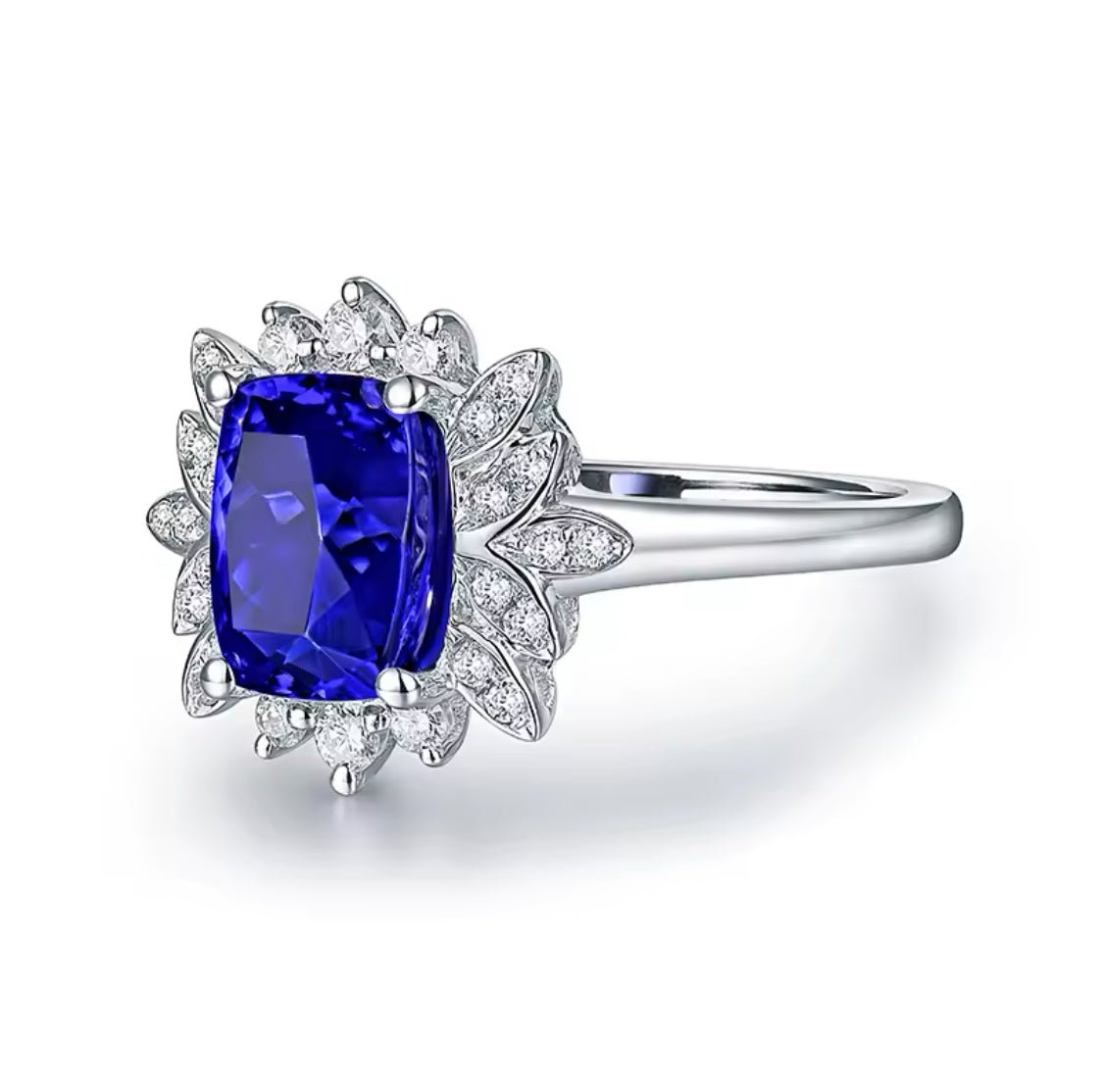 14Kt White Gold 1.92 ct Tanzanite Ring with Diamonds