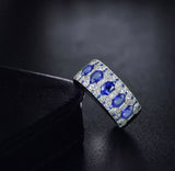 14Kt White Gold 2.08 ct Sapphire Ring with Natural Diamonds (Unisex)