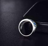 14Kt White Gold 2.08 ct Sapphire Ring with Natural Diamonds (Unisex)