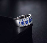 14Kt White Gold 2.08 ct Sapphire Ring with Natural Diamonds (Unisex)