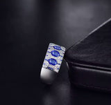 14Kt White Gold 2.08 ct Sapphire Ring with Natural Diamonds (Unisex)