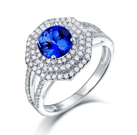 14Kt White Gold 2.35ct Tanzanite Ring with Diamonds (Unisex)