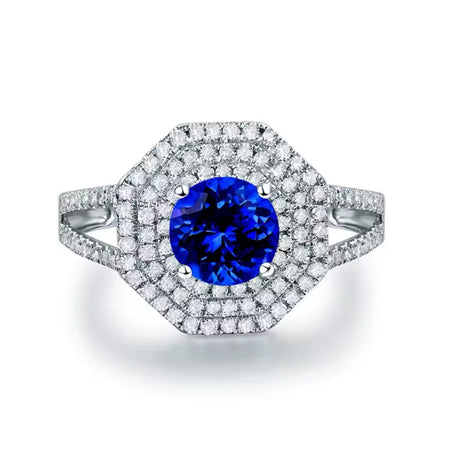 14Kt White Gold 2.35ct Tanzanite Ring with Diamonds (Unisex)
