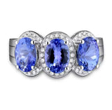 14Kt White Gold 2.50 ct Tanzanite Ring with Diamonds (Unisex)