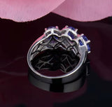 14Kt White Gold 2.50 ct Tanzanite Ring with Diamonds (Unisex)