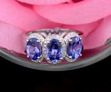 14Kt White Gold 2.50 ct Tanzanite Ring with Diamonds (Unisex)