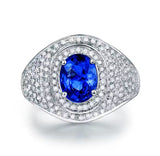 14Kt White Gold 2.60 ct Sapphire Ring with Natural Diamonds (Unisex)