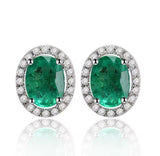 14Kt White Gold 2.77 ct Emerald Earrings with Diamonds