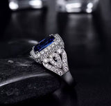 14Kt White Gold 3.55 Tanzanite Ring with Diamonds (Unisex)