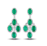 14Kt White Gold 4.48 ct Emerald Earrings with Diamonds