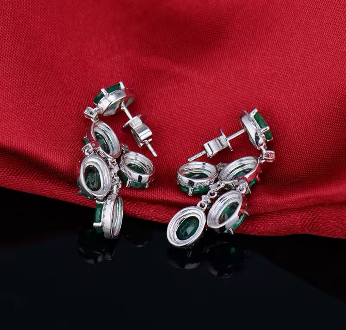 14Kt White Gold 4.48 ct Emerald Earrings with Diamonds