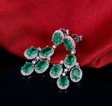 14Kt White Gold 4.48 ct Emerald Earrings with Diamonds